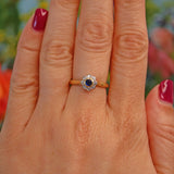 Ellibelle Jewellery Art Deco Style Sapphire & Diamond Daisy Cluster Ring