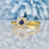 Ellibelle Jewellery Art Deco Style Sapphire & Diamond Daisy Cluster Ring