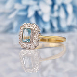 Ellibelle Jewellery Art Deco Style Topaz & Diamond 9ct Gold Panel Ring