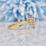 Ellibelle Jewellery Art Deco Style Topaz & Diamond 9ct Gold Panel Ring