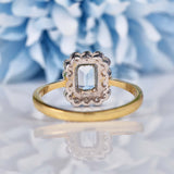 Ellibelle Jewellery Art Deco Style Topaz & Diamond 9ct Gold Panel Ring