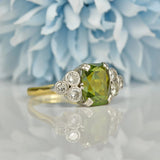 ART DECO STYLE TOURMALINE & DIAMOND 18CT GOLD RING