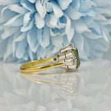 ART DECO STYLE TOURMALINE & DIAMOND 18CT GOLD RING