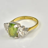 ART DECO STYLE TOURMALINE & DIAMOND 18CT GOLD RING