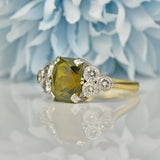 ART DECO STYLE TOURMALINE & DIAMOND 18CT GOLD RING