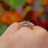 ART DECO STYLE TOURMALINE & DIAMOND 18CT GOLD RING