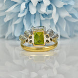 ART DECO STYLE TOURMALINE & DIAMOND 18CT GOLD RING