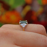 ART DECO STYLE TOURMALINE & DIAMOND 18CT GOLD RING