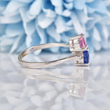 Ellibelle Jewellery Blue & Pink Sapphire White Gold Toi et Moi Ring