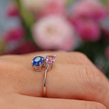 Ellibelle Jewellery Blue & Pink Sapphire White Gold Toi et Moi Ring