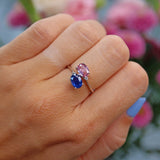 Ellibelle Jewellery Blue & Pink Sapphire White Gold Toi et Moi Ring