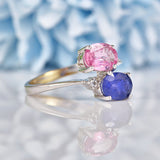 Ellibelle Jewellery Blue & Pink Sapphire White Gold Toi et Moi Ring
