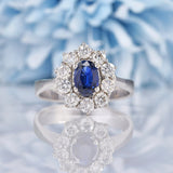 Ellibelle Jewellery Blue Sapphire & Diamond 18ct White Gold Cluster Ring