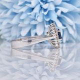 Ellibelle Jewellery Blue Sapphire & Diamond 18ct White Gold Cluster Ring