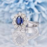 Ellibelle Jewellery Blue Sapphire & Diamond 18ct White Gold Cluster Ring