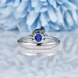 Ellibelle Jewellery Blue Sapphire & Diamond 18ct White Gold Ring