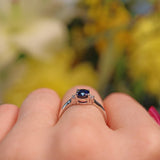 Ellibelle Jewellery Blue Sapphire & Diamond 18ct White Gold Ring