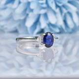 Ellibelle Jewellery Blue Sapphire & Diamond 18ct White Gold Ring
