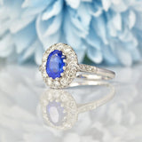 Ellibelle Jewellery Blue Sapphire & Diamond Platinum Cluster Ring