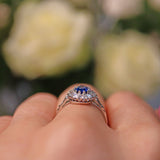 Ellibelle Jewellery Blue Sapphire & Diamond Platinum Cluster Ring