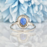 Ellibelle Jewellery Blue Sapphire & Diamond Platinum Cluster Ring