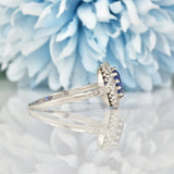 Ellibelle Jewellery Blue Sapphire & Diamond Platinum Cluster Ring