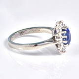 Ellibelle Jewellery Blue Sapphire & Diamond Platinum Oval Cluster Ring
