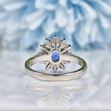 Ellibelle Jewellery Blue Sapphire & Diamond Platinum Oval Cluster Ring