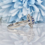 Ellibelle Jewellery Blue Sapphire & Diamond Platinum Oval Cluster Ring