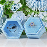Ellibelle Jewellery Blue Sapphire & Diamond Platinum Oval Cluster Ring