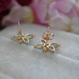 Ellibelle Jewellery Blue Topaz 9ct Gold Butterfly Stud Earrings