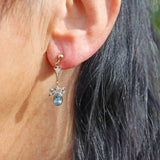 Ellibelle Jewellery Blue Topaz & Diamond Gold Pendant Drop Earrings