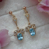Ellibelle Jewellery Blue Topaz & Diamond Gold Pendant Drop Earrings