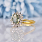 Ellibelle Jewellery Chrysoberyl & Diamond 18ct Gold Cluster Ring