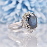 Ellibelle Jewellery Dark Sapphire & Diamond White Gold Cluster Ring (4.00ct)