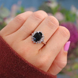 Ellibelle Jewellery Dark Sapphire & Diamond White Gold Cluster Ring (4.00ct)
