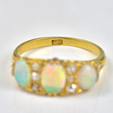 ANTIQUE EDWARDIAN OPAL & DIAMOND 18CT GOLD RING