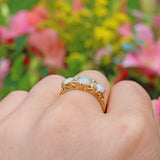 ANTIQUE EDWARDIAN OPAL & DIAMOND 18CT GOLD RING