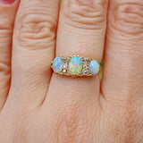ANTIQUE EDWARDIAN OPAL & DIAMOND 18CT GOLD RING