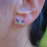 Ellibelle Jewellery Diamond, Amethyst & Peridot Gold Butterfly Earrings
