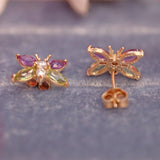 Ellibelle Jewellery Diamond, Amethyst & Peridot Gold Butterfly Earrings