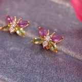 Ellibelle Jewellery Diamond, Amethyst & Peridot Gold Butterfly Earrings
