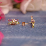Ellibelle Jewellery Diamond, Amethyst & Peridot Gold Butterfly Earrings
