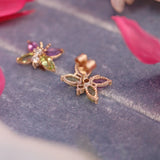 Ellibelle Jewellery Diamond, Amethyst & Peridot Gold Butterfly Earrings