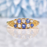 Ellibelle Jewellery Edwardian 1905 Sapphire & Diamond 18ct Gold Ring