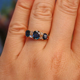 Ellibelle Jewellery Edwardian 1910 Sapphire & Diamond Half Hoop Ring