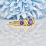 Ellibelle Jewellery EDWARDIAN AMETHYST & PERIDOT SUFFRAGETTE RING