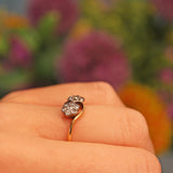 Ellibelle Jewellery Edwardian Diamond 18ct Gold Double Daisy Cluster Ring
