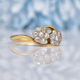 Ellibelle Jewellery Edwardian Diamond 18ct Gold Double Daisy Cluster Ring