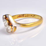 Ellibelle Jewellery Edwardian Diamond 18ct Gold & Platinum Three Stone Ring